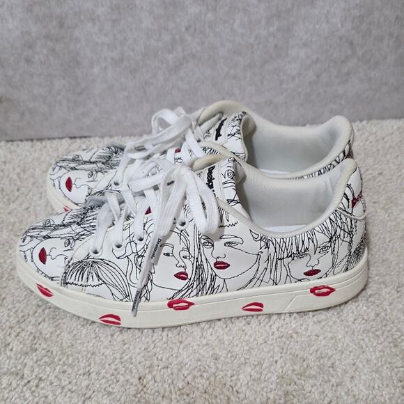 Desigual Women's Shoes Cosmic Caras Black and Red Graphic Sneakers SIZE 6 - Picture 5 of 11